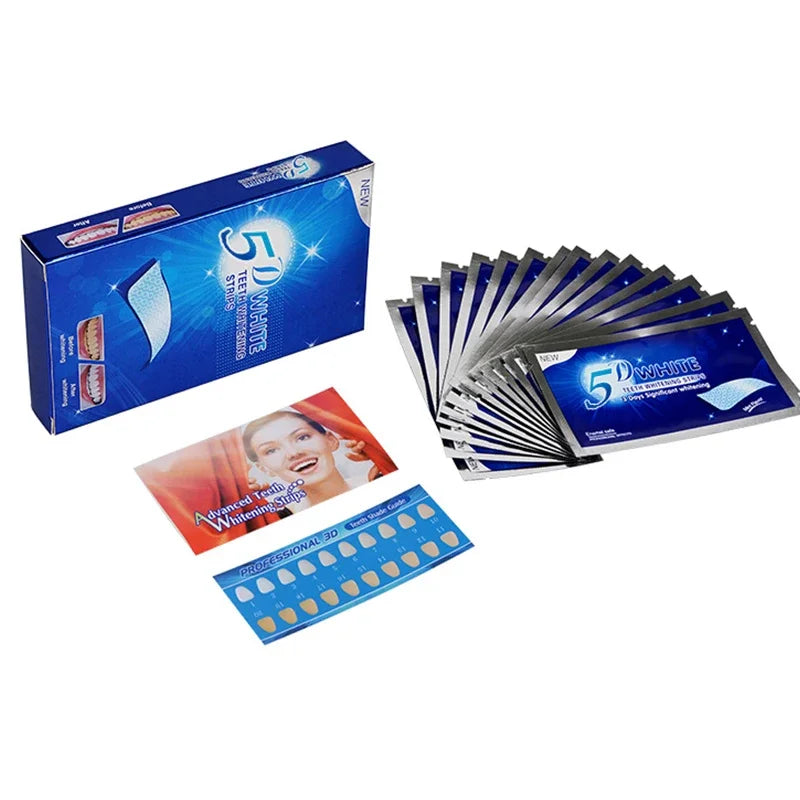 5D blanchiment des dents autocollants 7/14 paires Gel bandes de blanchiment élimination des taches hygiène buccale bande de soin outils de blanchiment dentaire dents