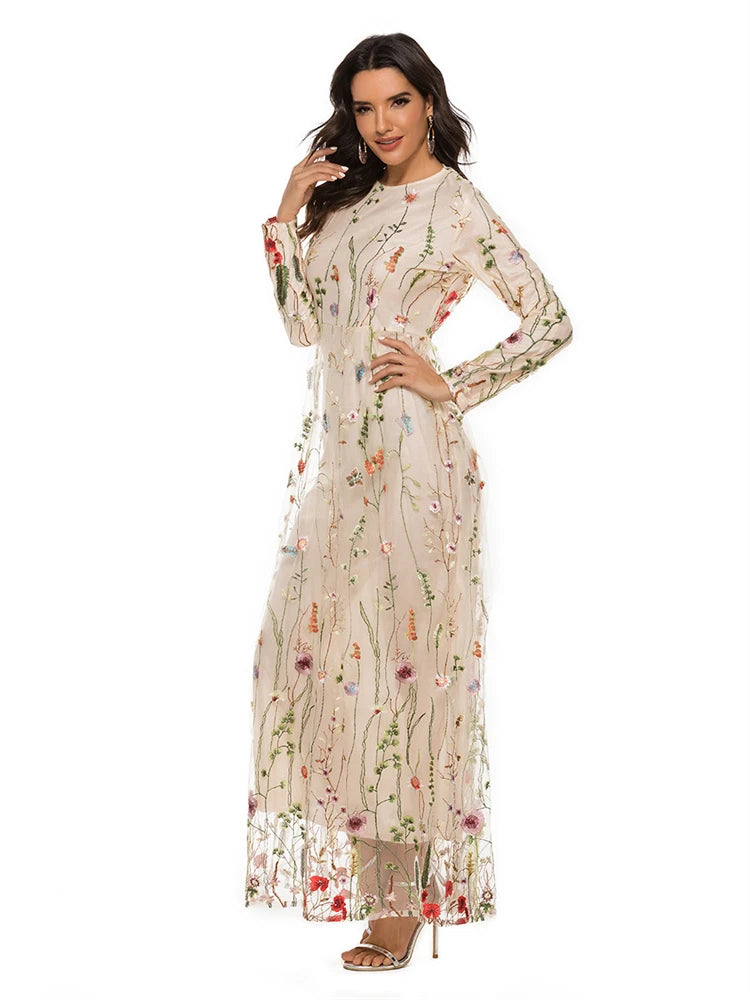 Abaya fleurie brodée