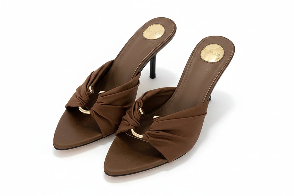 Eilyken été femme pantoufles mode bout ouvert mince talons hauts chaussures Style De rue décapant fête diapositives Zapatos De Mujer