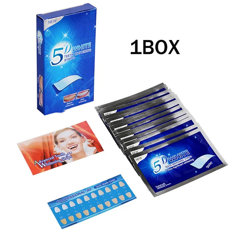 5D blanchiment des dents autocollants 7/14 paires Gel bandes de blanchiment élimination des taches hygiène buccale bande de soin outils de blanchiment dentaire dents