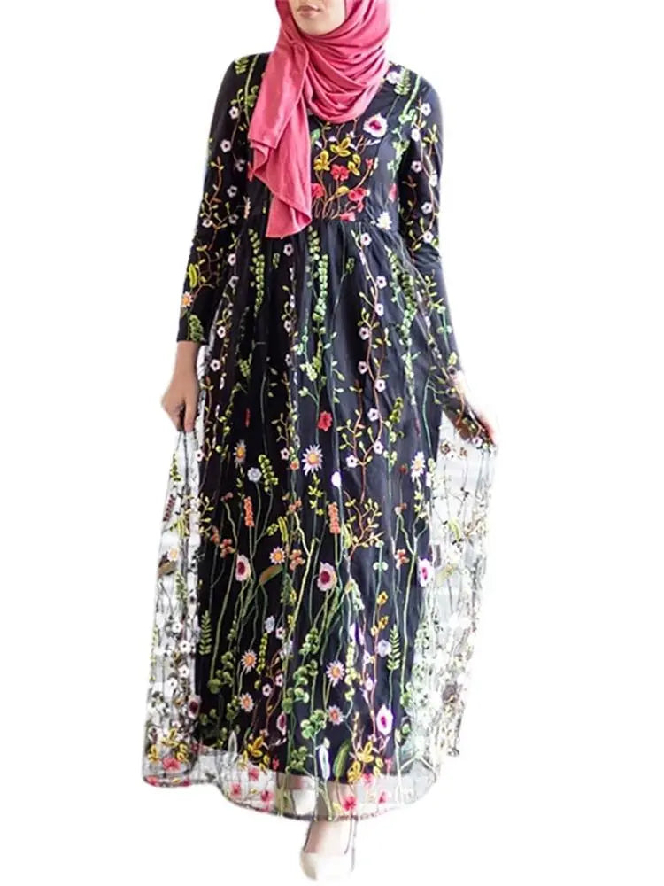 Abaya fleurie brodée