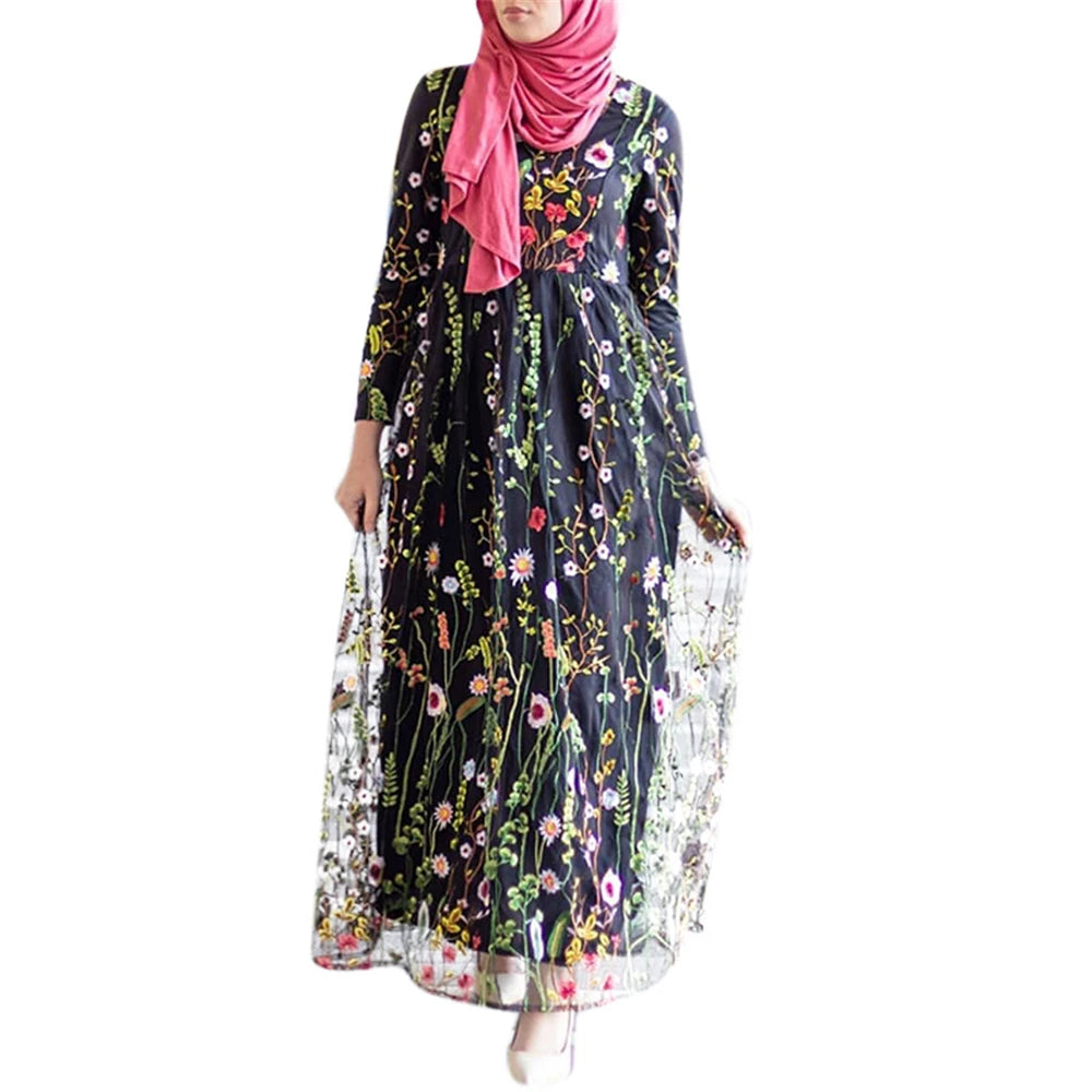 Abaya fleurie brodée