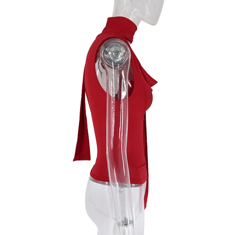 Haut bandage à col en V pour femme,