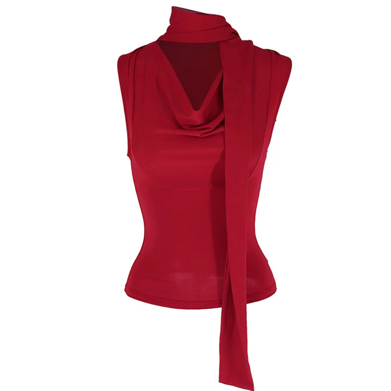 Haut bandage à col en V pour femme,