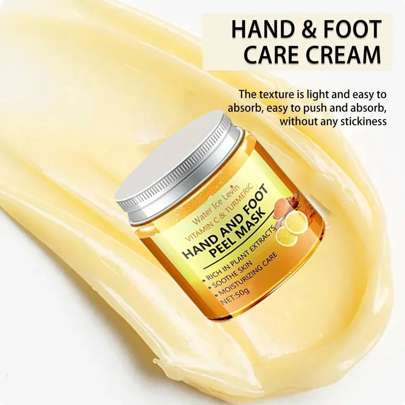 Masque à la cire pour les mains à la vitamine c et au curcuma pour les mains et les pieds, lissant la peau, masque pour les mains nettoyant en douceur, éclaircissant la peau des mains