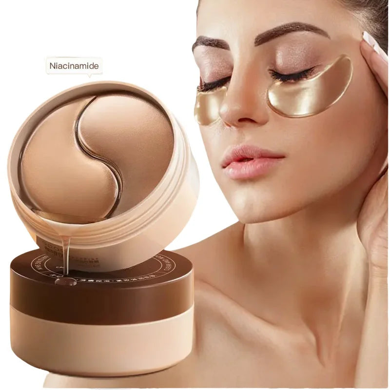 Boîte de 60 masques pour les yeux raffermissants à la caféine et à la nicotinamide, riches en ingrédients bénéfiques pour le corps, utilisables sur tout le visage, soulagent la fatigue oculaire à tout moment, hydratan
