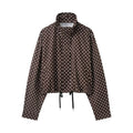 HH femme automne manches longues col roulé fermeture éclair avec poches cordon manteaux décontractés femmes mode à pois imprimé veste