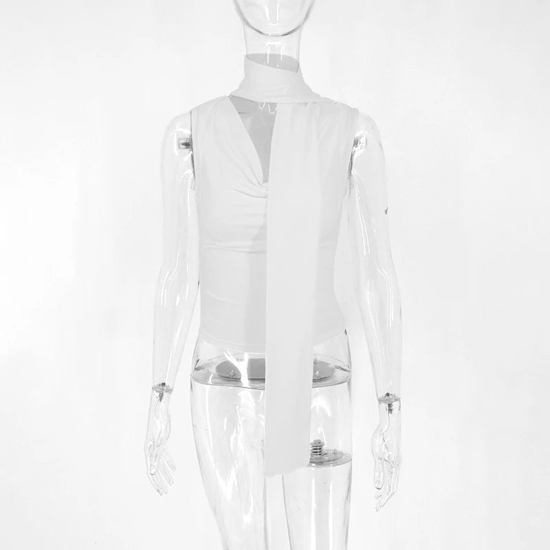 Haut bandage à col en V pour femme,