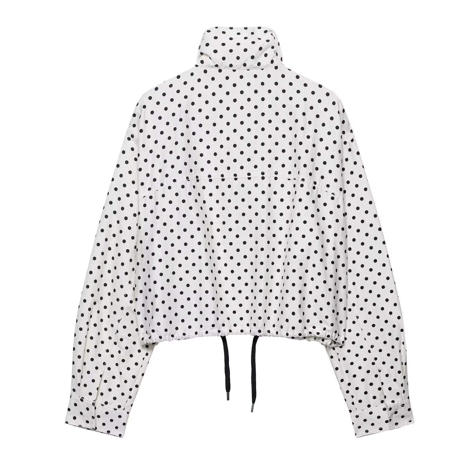 HH femme automne manches longues col roulé fermeture éclair avec poches cordon manteaux décontractés femmes mode à pois imprimé veste