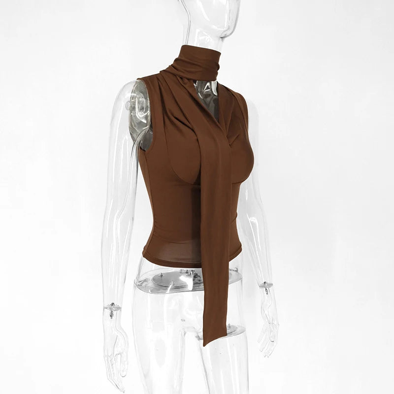 Haut bandage à col en V pour femme,
