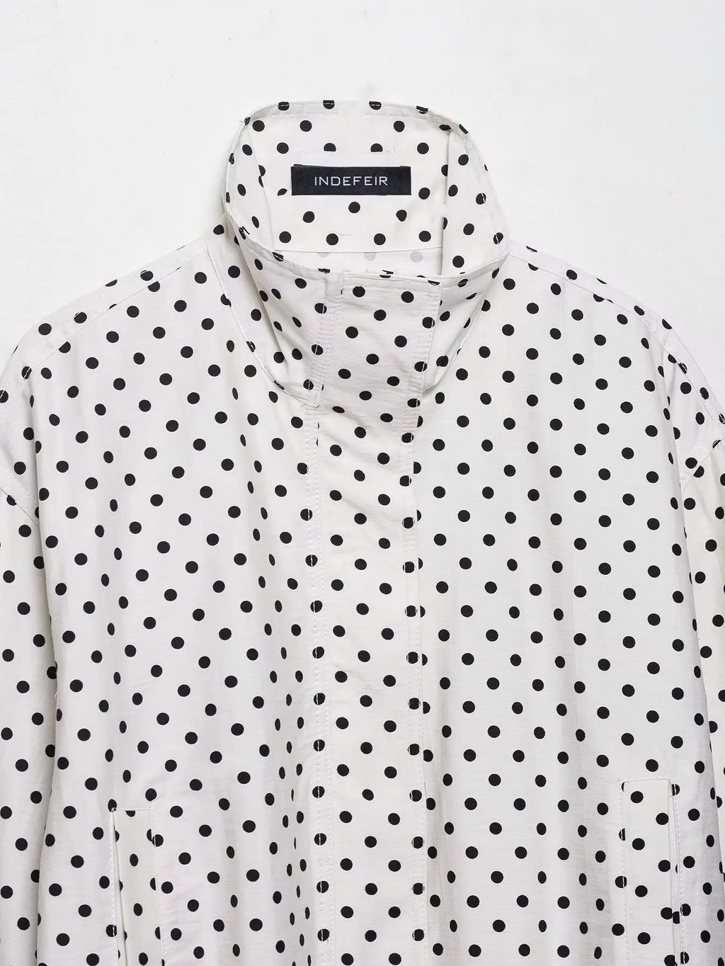 HH femme automne manches longues col roulé fermeture éclair avec poches cordon manteaux décontractés femmes mode à pois imprimé veste