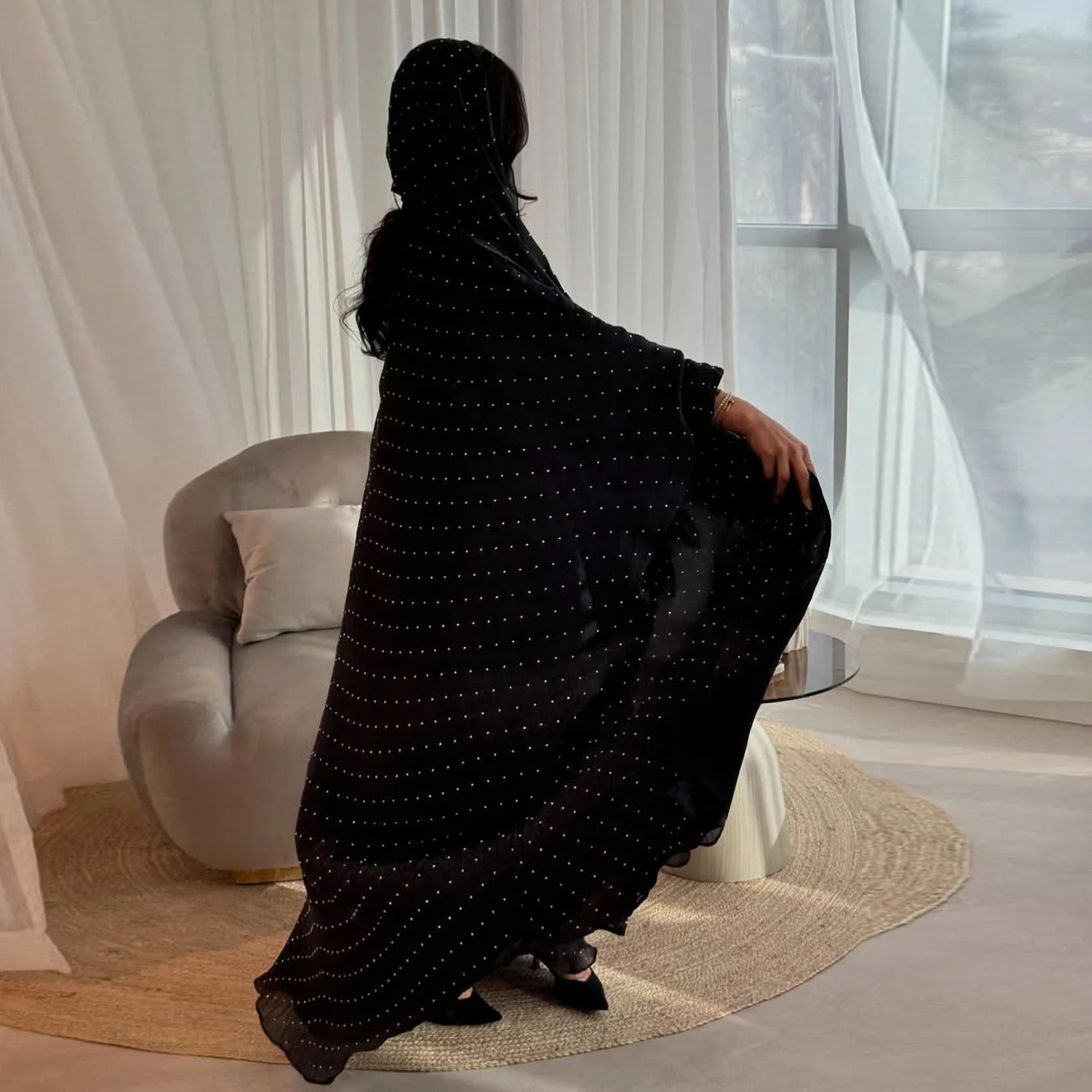 Abaya Ouverte sur le Devant Style Dubaï