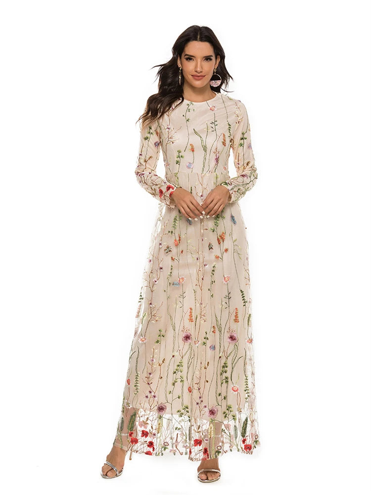 Abaya fleurie brodée
