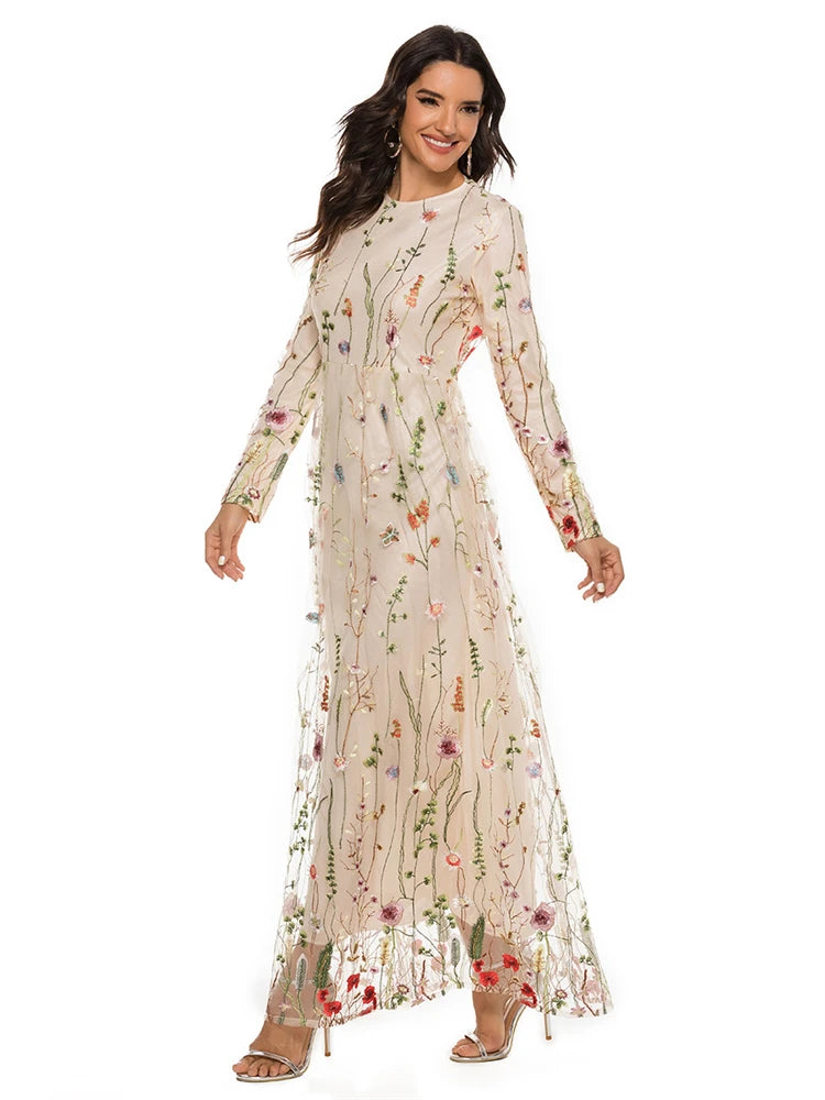 Abaya fleurie brodée