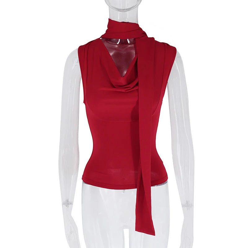 Haut bandage à col en V pour femme,