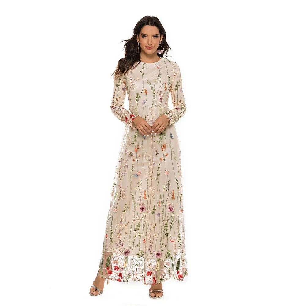 Abaya fleurie brodée