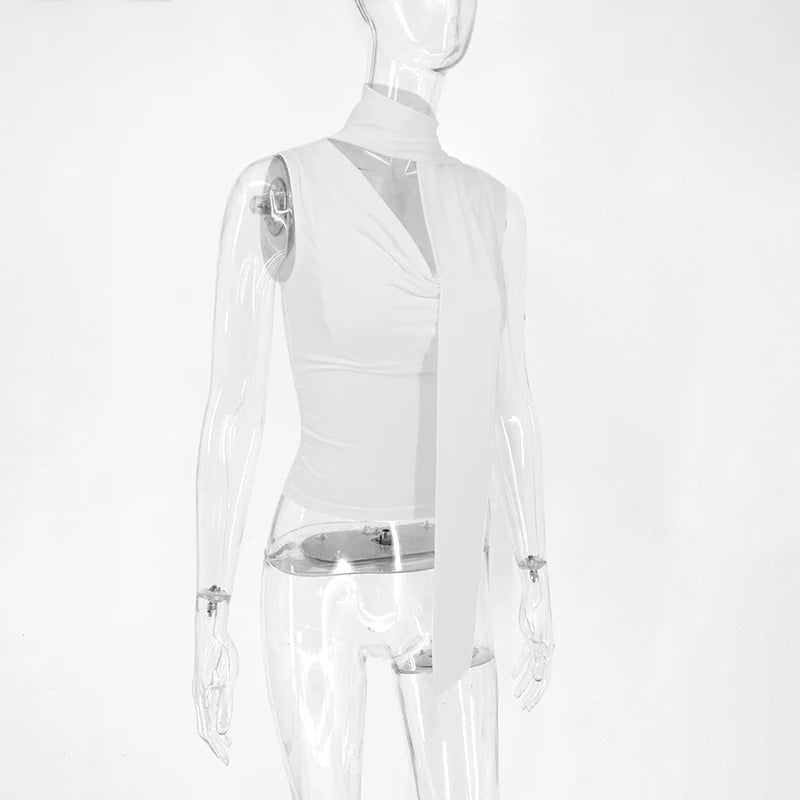 Haut bandage à col en V pour femme,