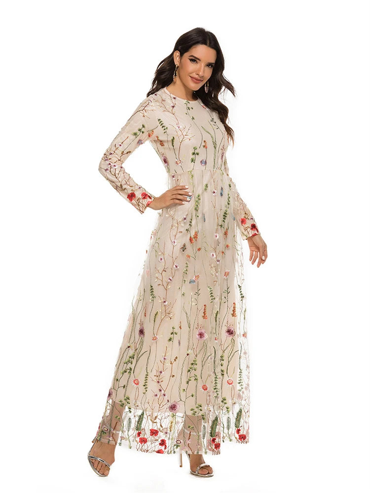 Abaya fleurie brodée